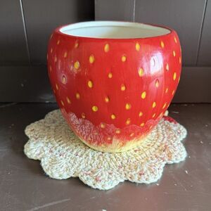 Home Essentials and Beyond Vintage Strawberry Ceramic Canister, Fruit Theme